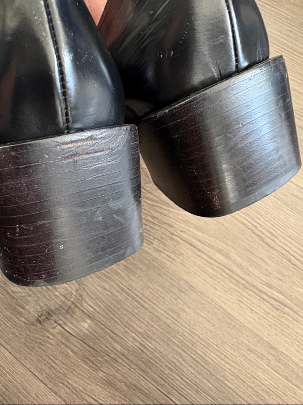Vintage Gucci Leather Loafers Block Heels Black with Silver Horsebit Detail 9B - Picture 11 of 11